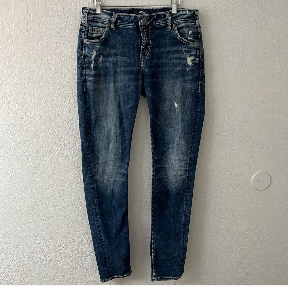 Silver‎ Women's 31/29 Girlfriend Super Stretch Med Wash Jeans